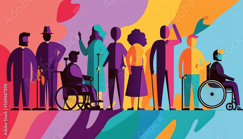 Fotografiet Colorful banner for disability inclusion and visibility