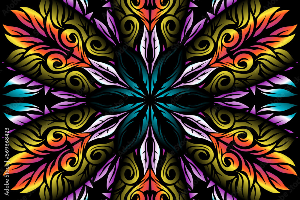 Beautiful caleidoscope symmetrical colourful gradient flowers line art of traditional abstract symbol batik dayak ornament design template elements
Beautiful caleidoscope symmetrical colourful gradient flowers line art of traditional abstract symbol batik dayak ornament design template elements