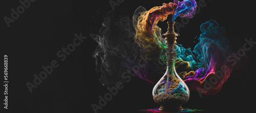 Colorful marijuana smoke pouring out of a bong or water pipe. Generative AI