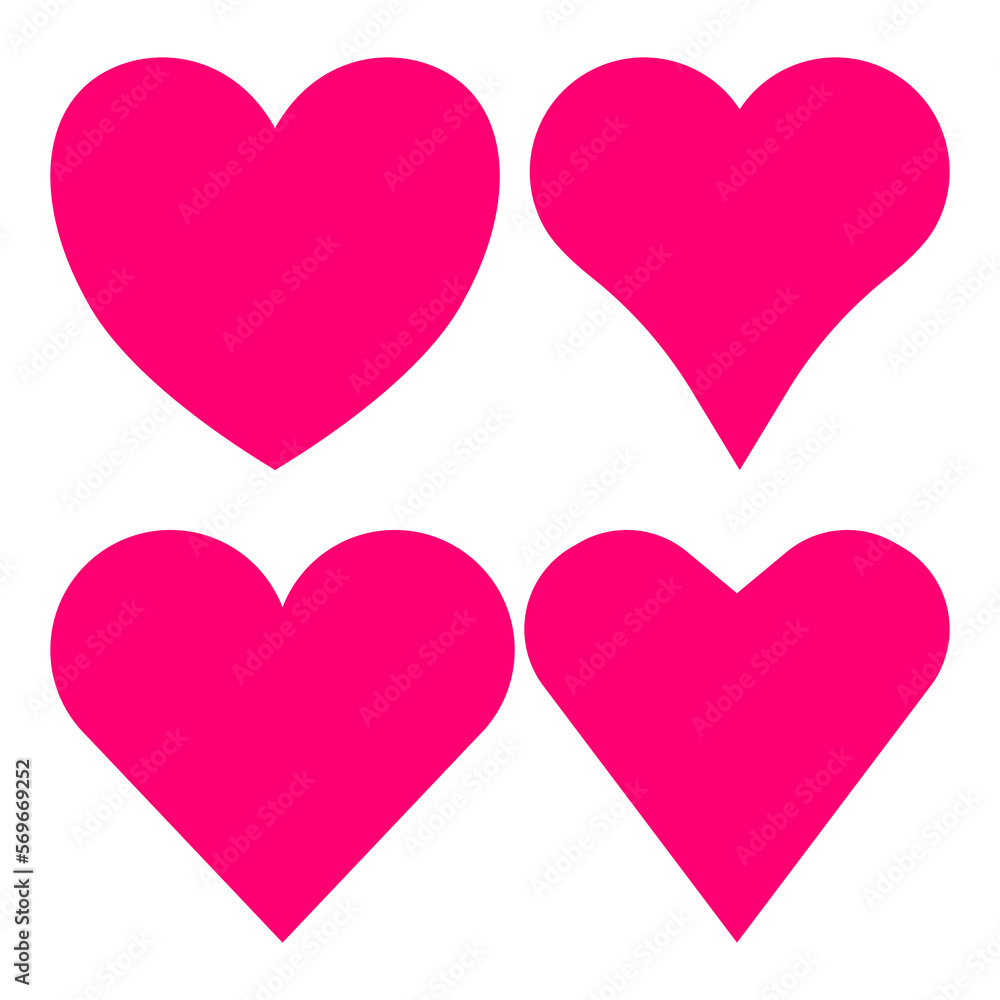 Set of pink hearts icons