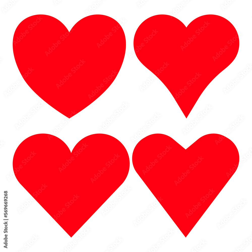 Set of red hearts icons
