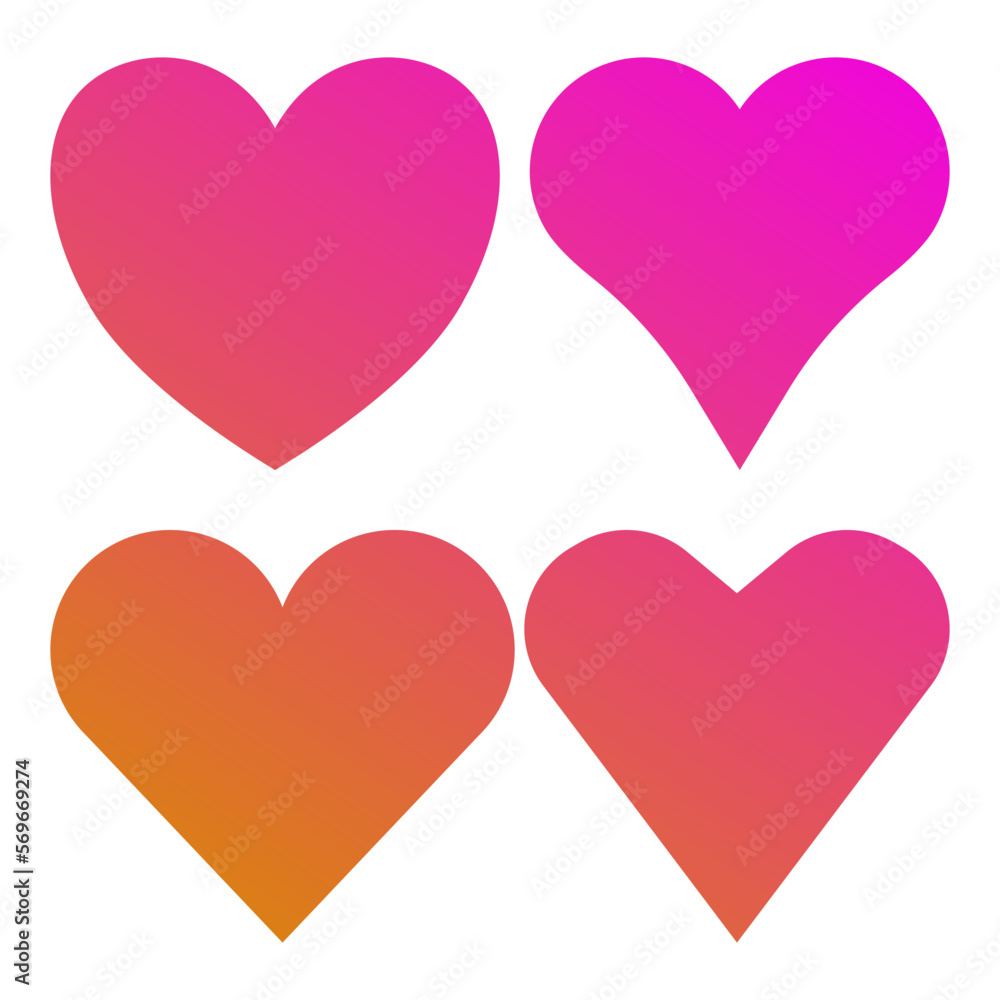 Set of gradient hearts icons
