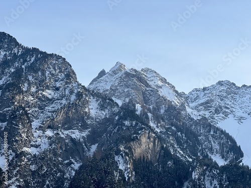 swiss mountains, snowy peaks of the Alps, winter