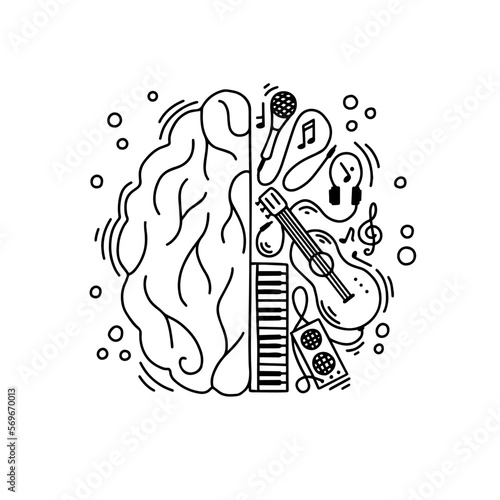 Mental health concept. Doodle vector illustration.