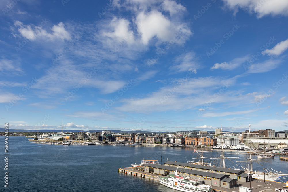 Part of Akerbrygge (Oslo) seen from Akershus fortress, Norway