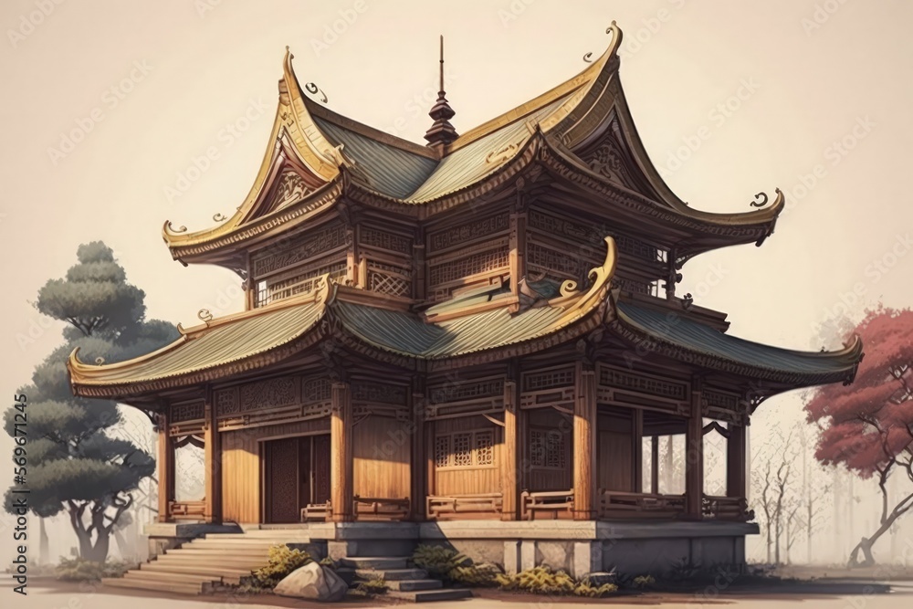 Traditional, old style, wood built Chinese architecture, Namchang's Tengwang Pavilion. Generative AI Traditional, old style, wood built Chinese architecture, Namchang's Tengwang Pavilion. Generative AI