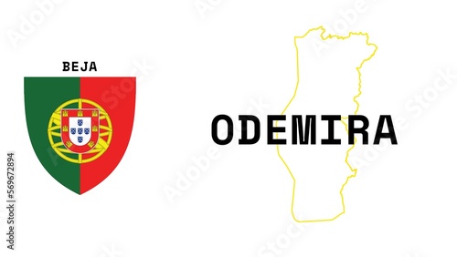 Odemira: Illustration mit dem Ortsnamen der portugiesischen Stadt Odemira in der Region Beja photo