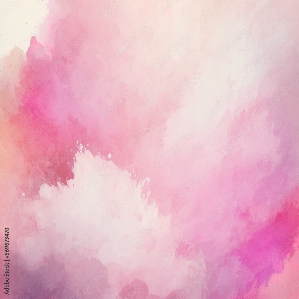 Watercolor pastel pink abstract background texture, stains of dark and light pink color on paper, painted. Liquid backdrop. Generative Ai