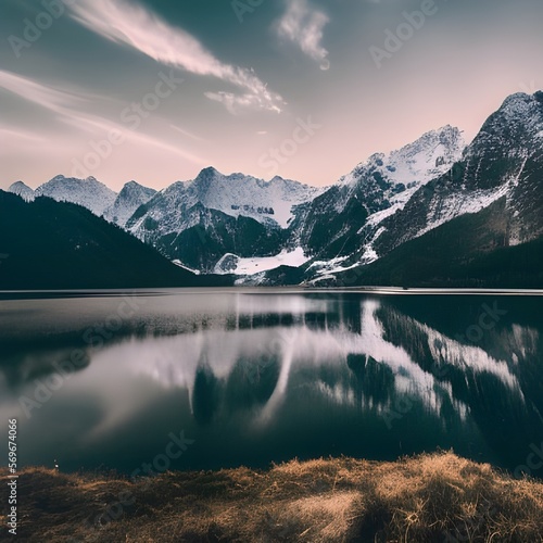 lake and mountains - generative ai © BrandwayArt