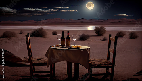 a delicious meal in the desert generated by AI