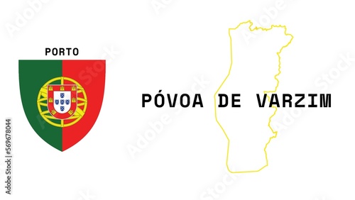 Póvoa de Varzim: Illustration mit dem Ortsnamen der portugiesischen Stadt Póvoa de Varzim in der Region Porto photo