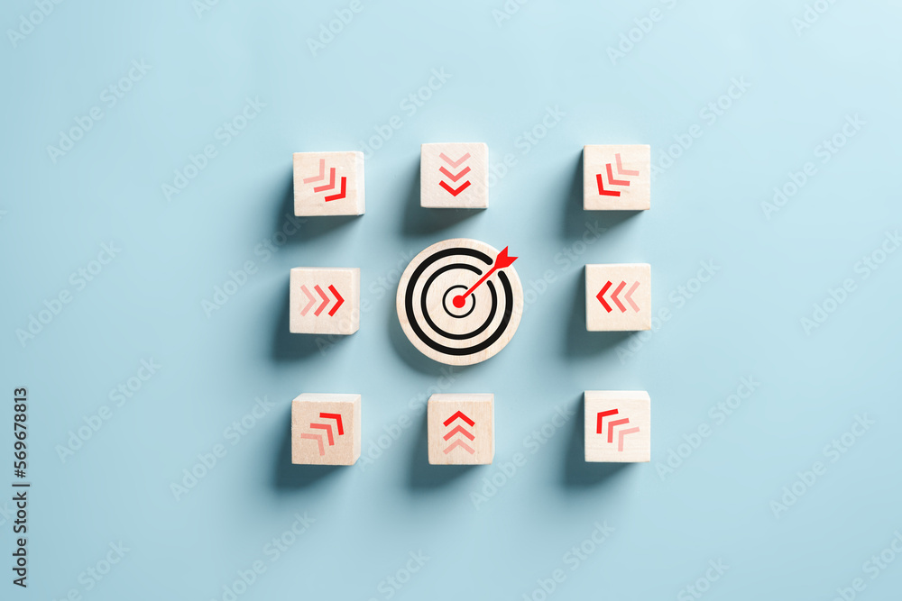 Dartboard with arrow of Aiming target of business for planning business objective target to successful development, innovation, idea, creative... Dartboard with arrow of Aiming target of business for planning business objective target to successful development, innovation, idea, creative...