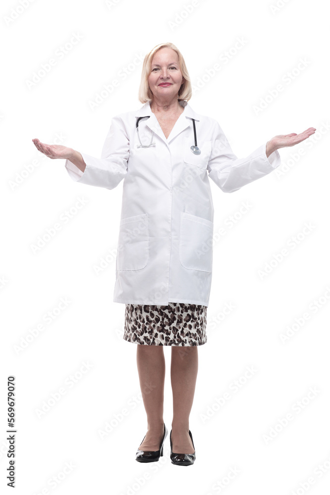 in full growth. qualified doctor with a stethoscope. in full growth. qualified doctor with a stethoscope.
