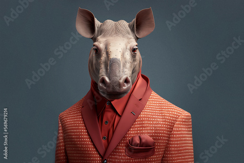 Portrait of a tapir dressed in a formal business suit, businessman, generative ai photo