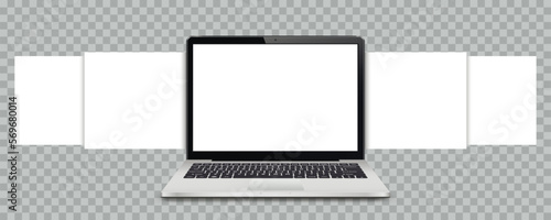 Laptop with blank web pages. Mockup for showing screenshots of web-sites.