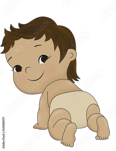 baby smiling Sticker t-shirt cloth mug design Baby illustration child with eyes character cute little kid in diaper happy childhood small little vector babies newborn