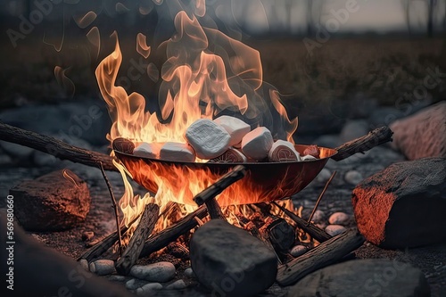 Roast Marshmallows to Perfection at the Camping. Photo AI