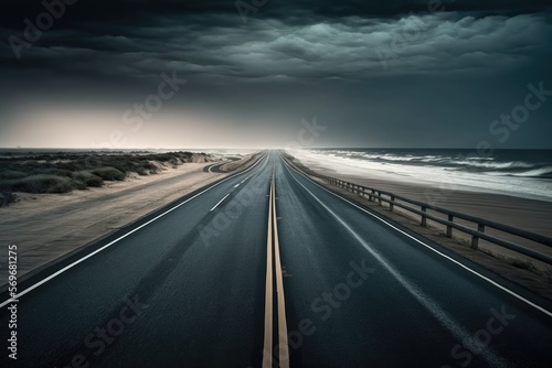 Highway near the ocean - Created with Generative Ai © Rieth