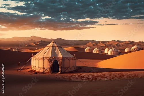 Experience the Magic of Camping in a Berber Tent in the Sahara Desert. Photo AI
