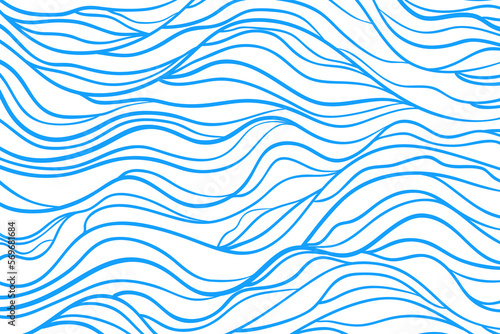 Colorful wavy background. Hand drawn waves. Stripe texture with many lines. Waved pattern. Colored illustration