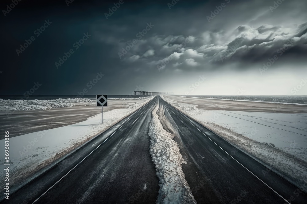 Fototapeta premium Driving on the snow - Created with generative ai