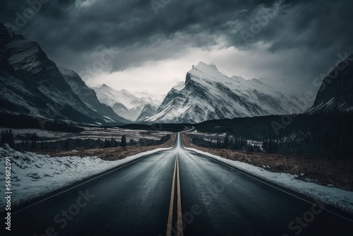 road to the mountains - Illustration created with Generative Ai