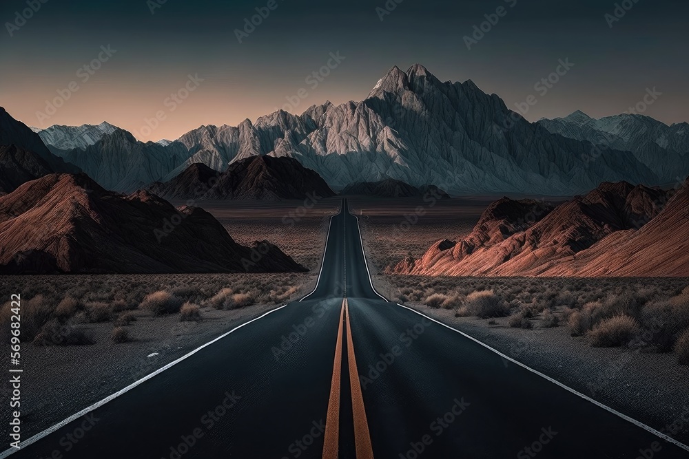road to the mountains - Illustration created with Generative Ai