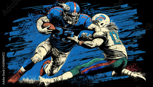American Football tackle. Generative AI. 