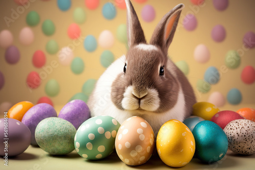 Wallpaper Mural Cute Little Easter Bunny Eggs. ai generated Torontodigital.ca