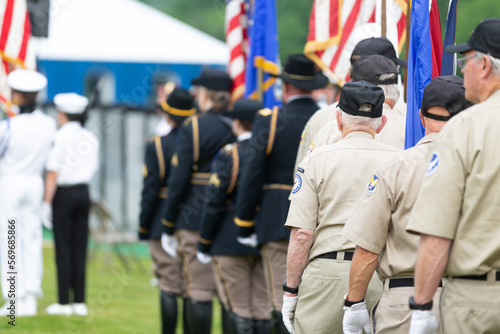 Veterans in formation for parade