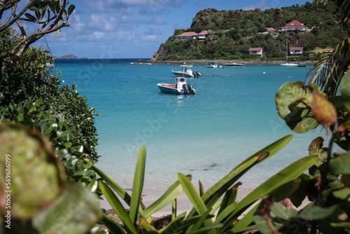 Eden Rock and the bay at Saint-Jean on the French Caribbean island of St Barth (Saint Barthelemy)