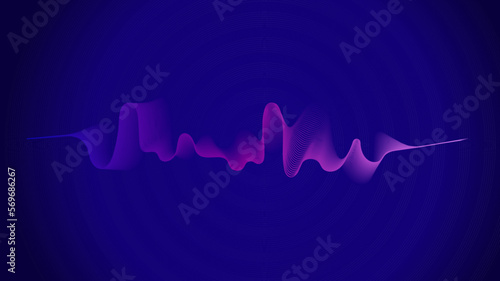 Sound abstract background. Visualization of musical waves on a blue background. Vector background.