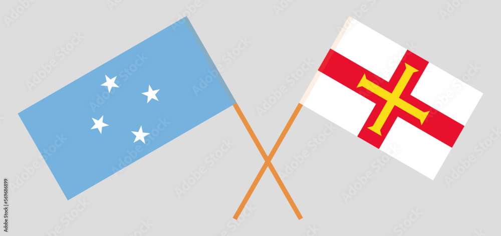 Crossed flags of Micronesia and Bailiwick of Guernsey. Official colors. Correct proportion