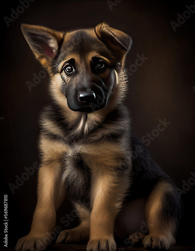 German Shepard Puppy, Realistic Adorable Picture. Dogs. Generative AI