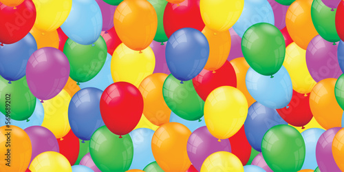 Colorful realistic balloons seamless pattern