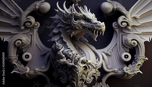 chinese dragon statue, Generative AI, Generative, AI,