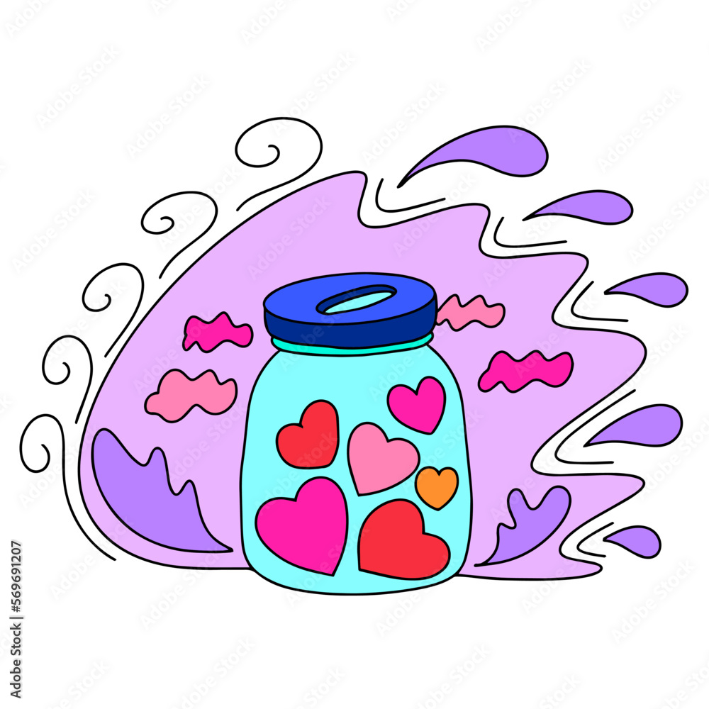 A coin box with hearts. Congratulations on Valentine's Day. This is a vector picture in the style of a comic book A coin box with hearts. Congratulations on Valentine's Day. This is a vector picture in the style of a comic book