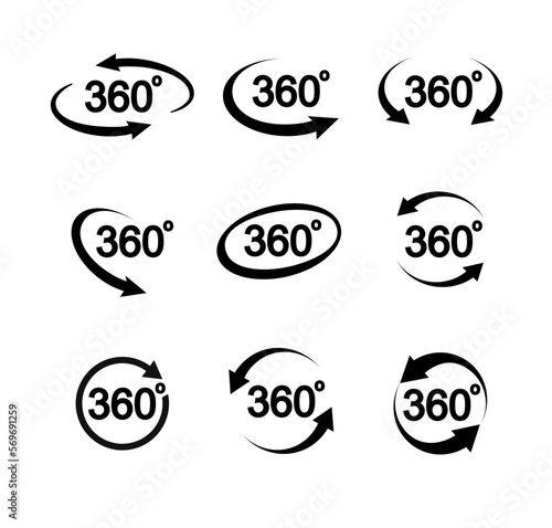 Set of 360 Degree View Vector Icons for Your Design. Vector