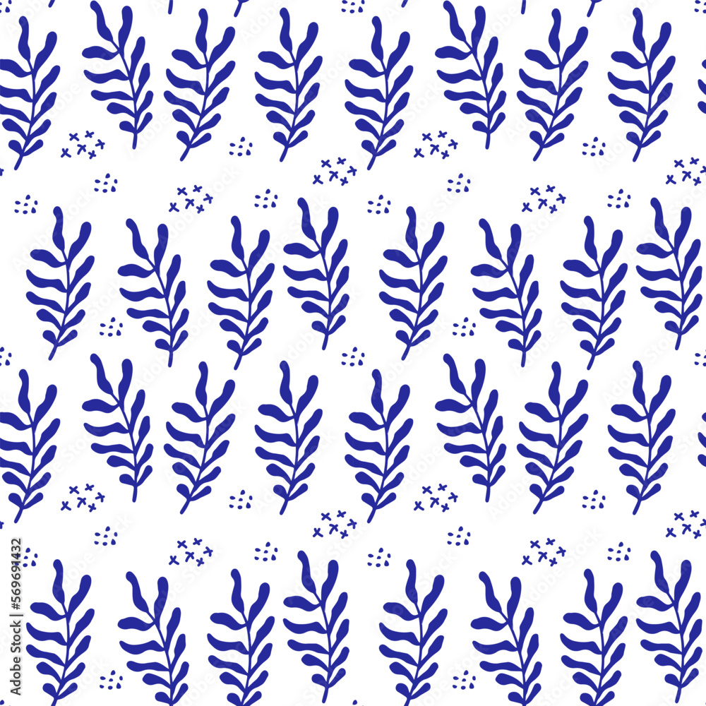 Blue matisse shape seamless floral abstract seamless pattern. Abstract matisse shape for decoration design. Blue matisse shape seamless floral abstract seamless pattern. Abstract matisse shape for decoration design.