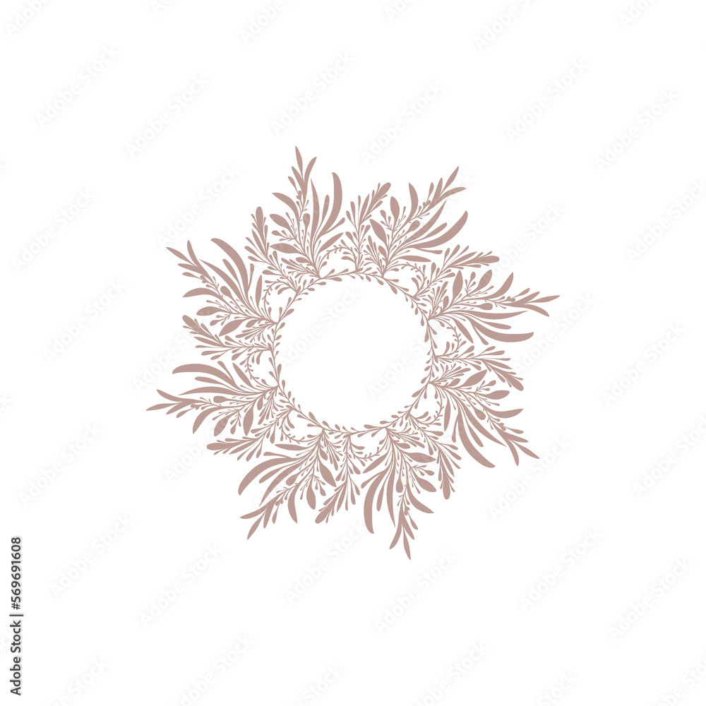 round frame with leaves. natural border. beautiful text border. spring pattern. pastel colors round frame with leaves. natural border. beautiful text border. spring pattern. pastel colors