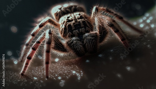 Close up photography of the hairy spider. 