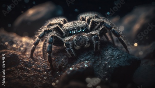 Close up photography of the hairy spider.   © Sparrowski