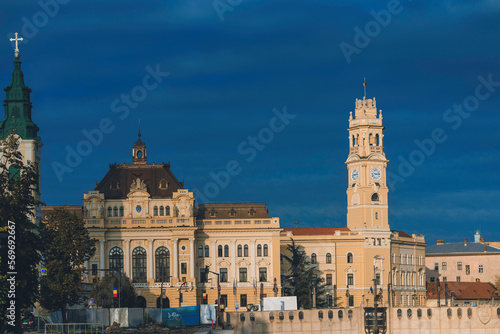 Oradea Cityscape a stunning view of Oradea, explore the rich art nouveau history of Oradea with this stunning landmarks. Historic buildings and monuments unique architecture cultural heritage