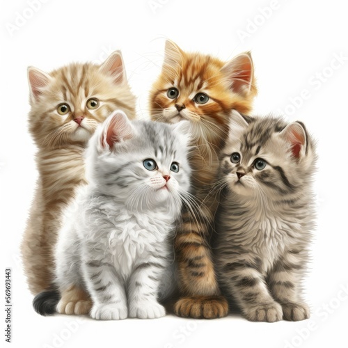 Cute Kittens Illustration, Generative AI