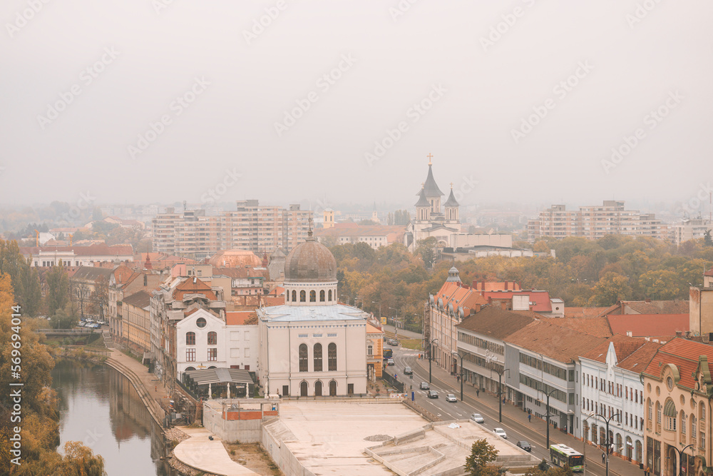 Depict the breathtaking views of Oradea, with its stunning panoramic landscapes and iconic landmark Celebrate the delicious food and drink of Oradea, from local specialties to world-class restaurants