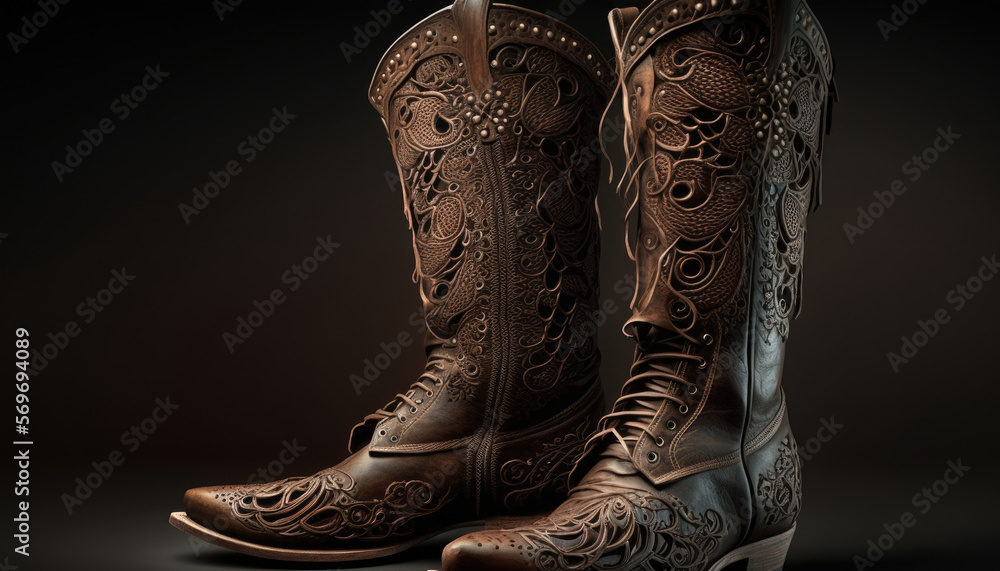 a pair of beautiful high ladies boots, elegant and high quality workmanship