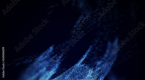 Water circulation. Whirlwind of dust particles. Digital background. Big data visualization. Futuristic point wave. 3D rendering