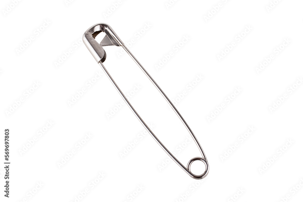 Closed safety pin isolated on white background Closed safety pin isolated on white background
