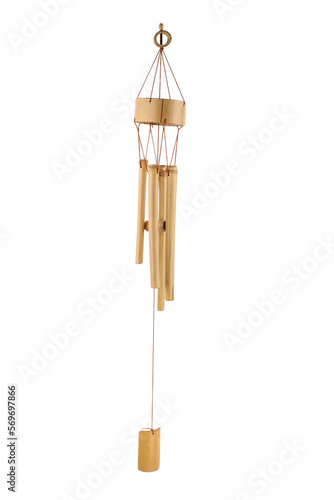 Fotografie Bamboo wind chime isolated on white background