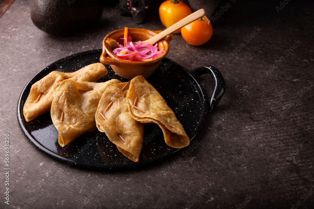 Quesadillas Doradas. Fried quesadillas made with corn tortillas, they